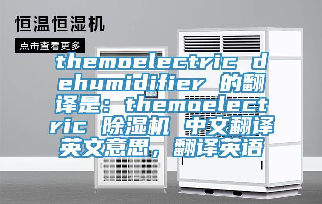 themoelectric dehumidifier 的翻譯是：themoelectric 除濕機 中文翻譯英文意思，翻譯英語