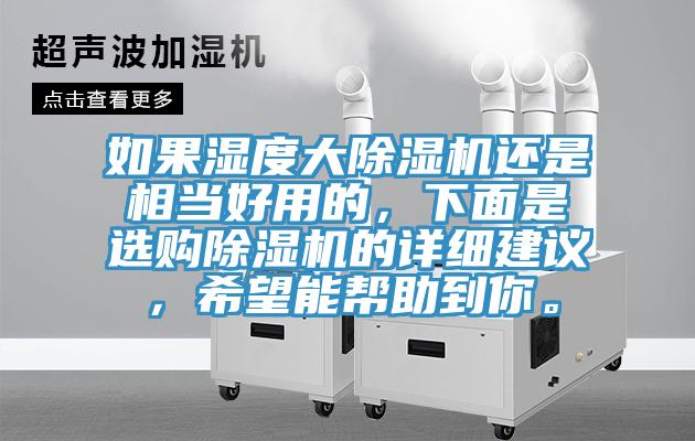 如果濕度大除濕機還是相當好用的，下面是選購除濕機的詳細建議，希望能幫助到你。