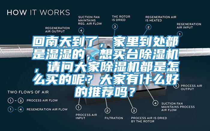 回南天到了，家里到處都是濕濕的，想買臺除濕機，請問大家除濕機都是怎么買的呢？大家有什么好的推薦嗎？